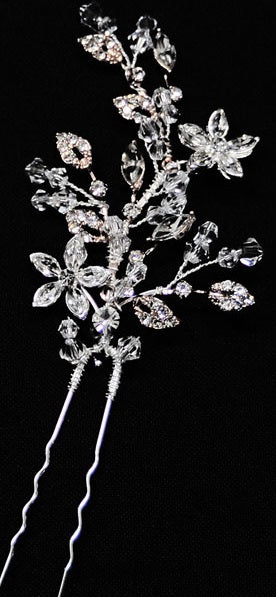 Rose Gold, Silver, crystal floral hairpin TL-372LP