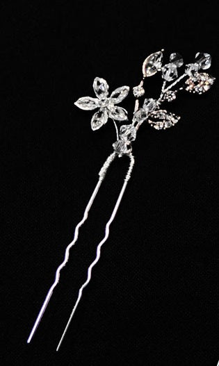 Rose Gold, Silver, crystal floral hairpin TL-372P