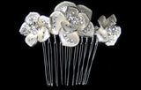 Ivory and Silver Floral Side Comb