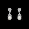 Silver CZ and pearl dangle earrings E-3480
