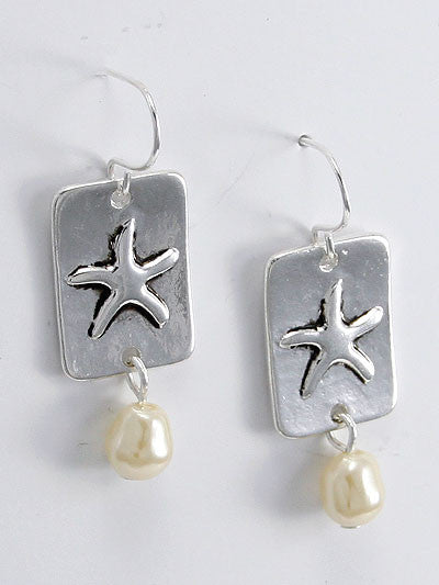 Starfish with Pearl Bead Fish Earring