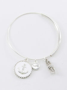 Fashion Anchor, Rope, Hope Charm Bracelet (white)