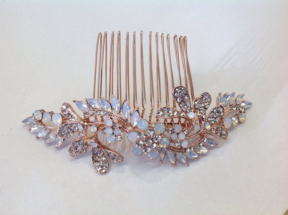 Rose Gold Opal Hair Comb