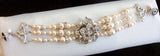Crystal flower and pearl bracelet