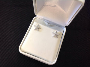 Sterling Silver CZ Starfish Stud Earrings