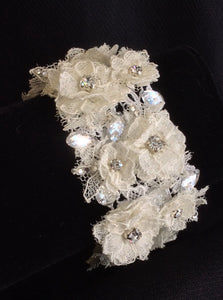 Flower lace and crystal bracelet