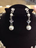 Silver Floral Necklace Set with Pearls