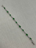 Silver and Emerald green CZ Bracelet