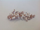Rose Gold Leaf and Pearl Hair Clip