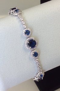 Sapphire and round CZ bracelet