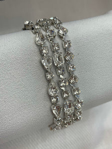 Silver 3 Strand Crystal Bracelet