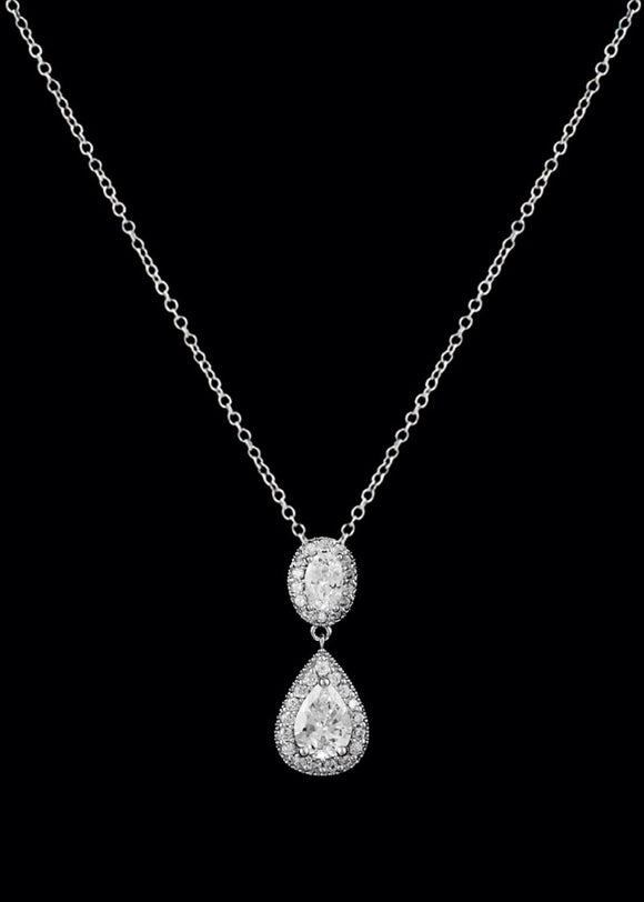 CZ pear and oval drop necklace