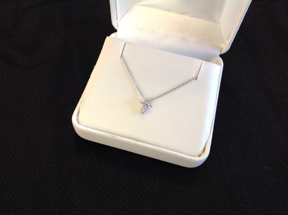 Mini Crystal Sterling Silver Cross Necklace