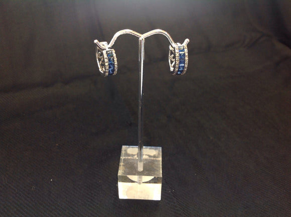 Sterling Silver Sapphire Huggie Hoop Earrings