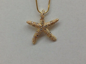Gold Crystal Starfish Pendant necklace