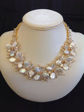 Freshwater Pearl and Swarovski Crystal Gold Necklace