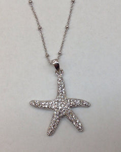 Silver Crystal Starfish Pendant necklace