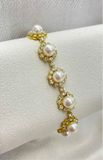 Gold Pearl and Rhinestone Bracelet