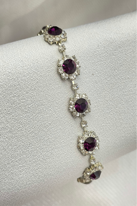Purple Crystal and Rhinestone Bracelet