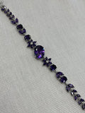 Amethyst Purple CZ Oval and Flower Bracelet