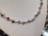 CZ Multi-color Pear Cluster Necklace
