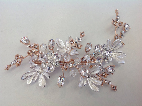 Rose Gold and Silver Floral Hair Clip