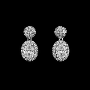 CZ oval and pave earrings JS-0466