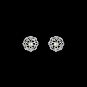 CZ and Freshwater Pearl Earrings JS-0504
