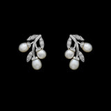 CZ and Freshwater Pearl Earrings JS-0537