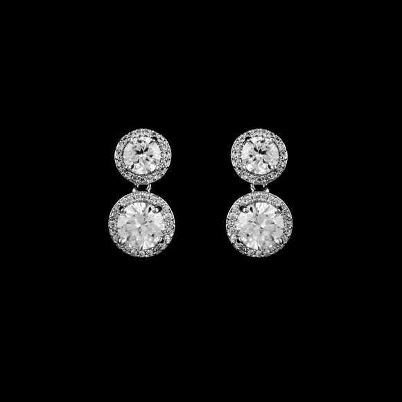CZ round dangle earrings JS-2631