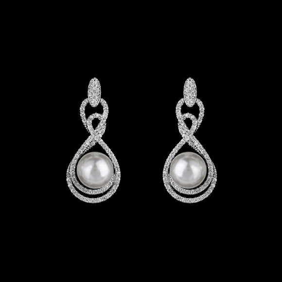 CZ and Pearl Dangle Earrings ME-4238C