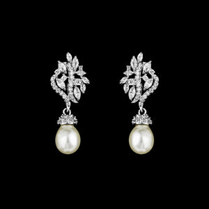 CZ and Pearl Dangle Earrings ME-1597