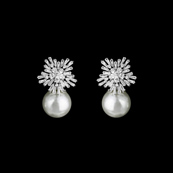 CZ and pearl Clip-on Earrings ME-2903