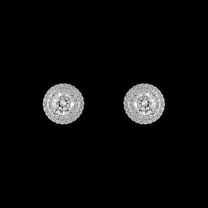 CZ Pave Round Stud Earrings ME-38081