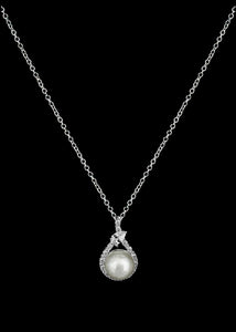 CZ pearl necklace pendant P-374