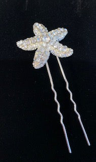 Starfish Crystal and Silver Hair Pin