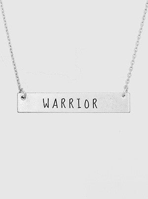 Warrior Engraved Metal Bar Delicate Necklace 61-N4216-WS